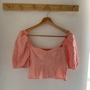& Other Stories Pink Smocked Crop Top